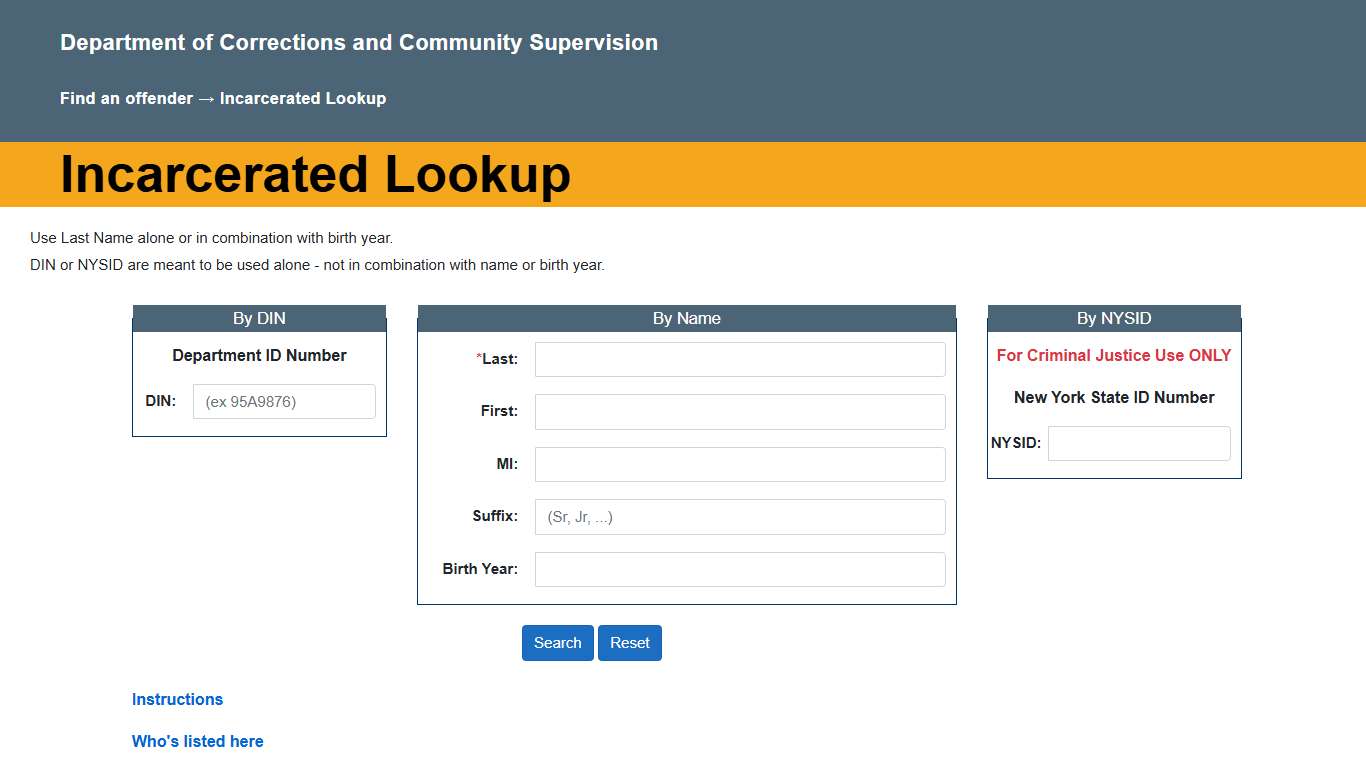 Incarcerated Lookup