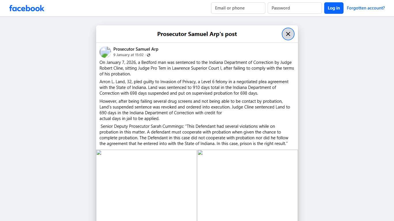 On January 7, 2026, a Bedford man... - Prosecutor Samuel Arp Facebook